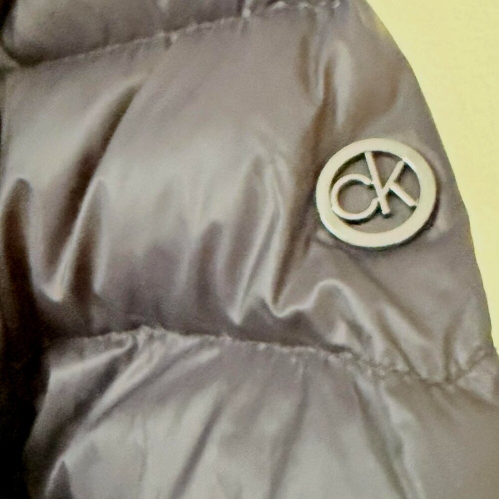 Calvin Klein Black Lightweight Down Hooded Puffer Jacket Coat Women's Size L NWO - Picture 4 of 11